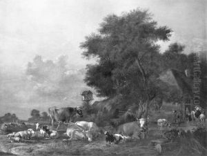 Kudde bij een boerderij by Albert Klomp