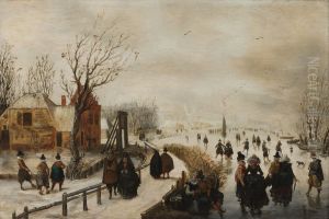 Winterlandschap met schaatsers Winterlandschap met schaatsers