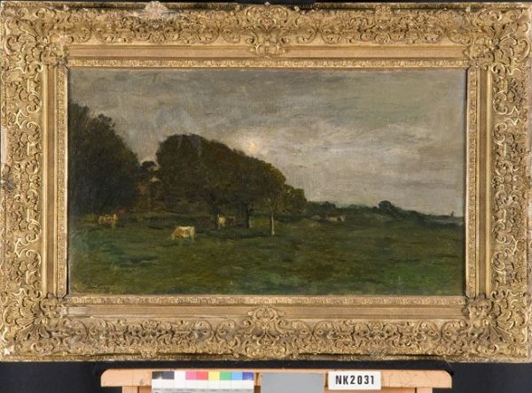 Landscape with cows by moonlight - view 1