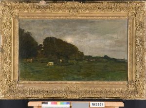 Landscape with cows by moonlight by Charles-Francois Daubigny