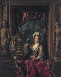 A Young Woman with a Parrot