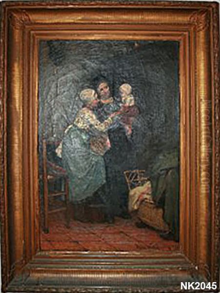 Interieur met twee vrouwen en een kind - view 1