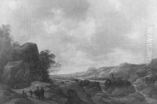 Hilly Landscape with Travellers - view 1
