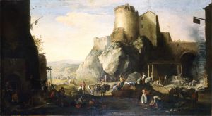 Landscape with fortress by Abraham Begeyn