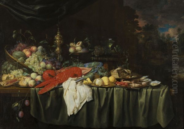 Stilleven met kreeft en fruit - view 1