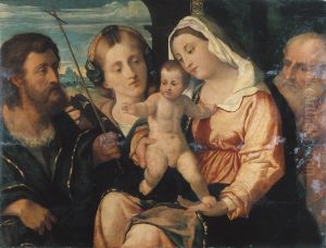 De Heilige Familie met Johannes de Doper en de Heilige Catharina by Palma Vecchio