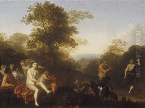 Nymphs and satyr in a Landscape - view 1