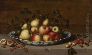 Stilleven met vruchten op bord by Jean Bouman