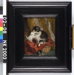 A Cat with Three Kitten by Henriette Ronner-Knip