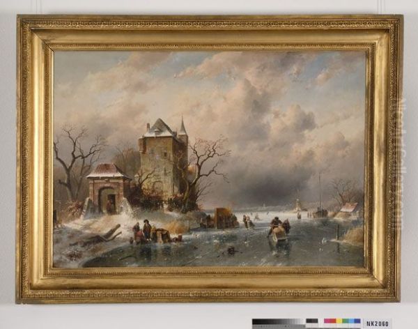 Winterlandschap met schaatsers - view 1