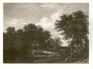 Boslandschap met vijver by Jacob Van Ruisdael