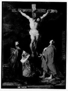 Christus aan het kruis met Maria, Maria Magdalena en Johannes de Evangelist by (studio of) Rubens, Peter Paul