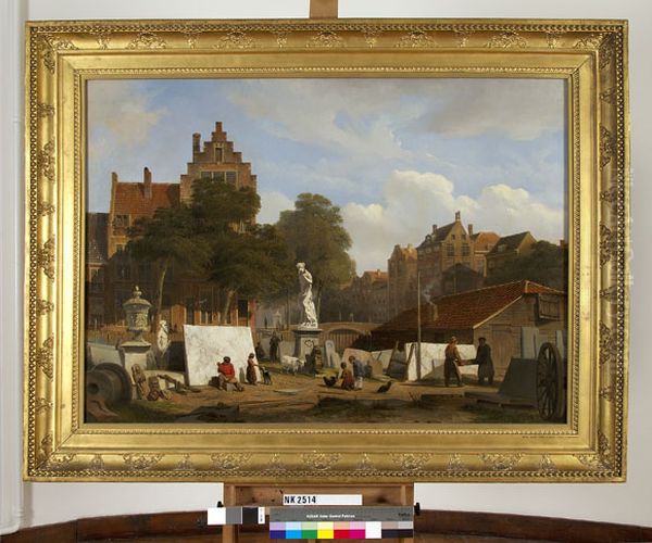 Steenhouwers werkplaats in een stad - view 1
