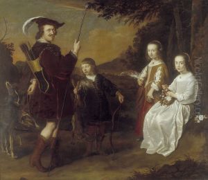 Pieter Coenen (1586-1637) en zijn kinderen Johan, Catharina en Geertuyd by Salomon Koninck