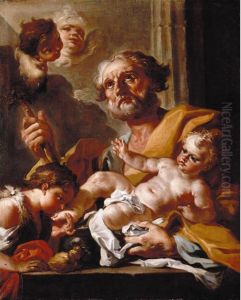 Saint Joseph With The Infant Christ And John The Baptist by Francesco Celebrano