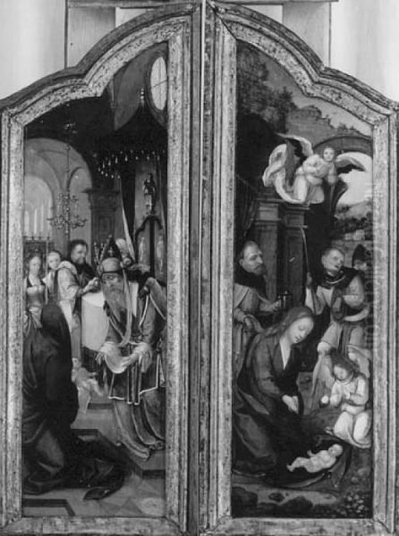 De presentatie van Christus in de tempel (binnenzijde) en de Annunciatie (buitenzijde) - view 1