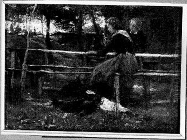 Boy and girl drinking in the open air - view 1