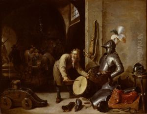 Guardroom interior with a young man with a drum by David Teniers the Younger