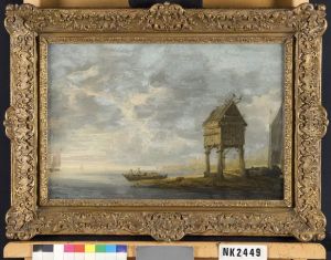 Duiventil aan een brede rivier by Simon De Vlieger