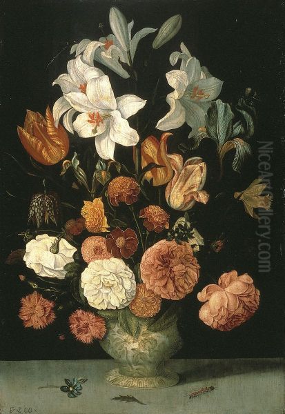 Flowers in a porcelain vase - view 1