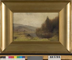Berglandschap met vijver by Ludvig Skramstad