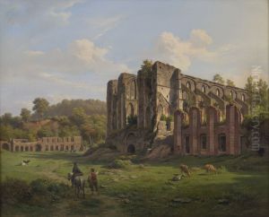 Landschap met de ruine van de abdij van Villers by Jean-Louis de Marne