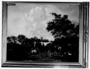 Herder met een kudde in een heuvelig landschap by Pieter Gerardus Van Os