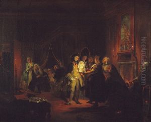 Het kraambezoek by Cornelis Troost