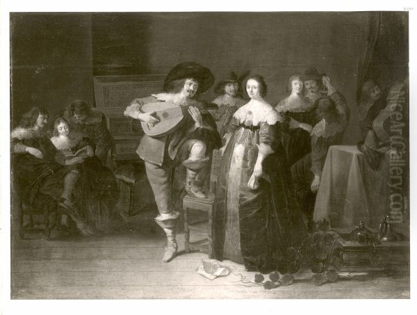 Elegant company playing music in an interior - view 1