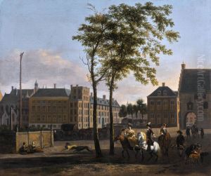 Stadtbild mit Ausritt zur Falkenjagd (Den Haag) Stadtbild mit Ausritt zur Falkenjagd (Den Haag)