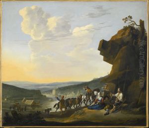 Sudliche Landschaft mit Fahre by Johannes Lingelbach