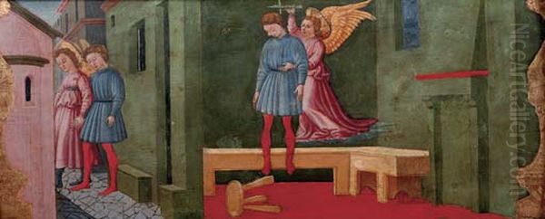 The Archangel Raphael leading two Dominican friars in a coastal landscape - view 1