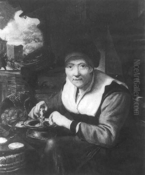 A woman making pancakes - view 1