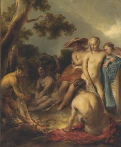 Satyr und Nymphen (das Bad der Diana) by Jan van Noordt