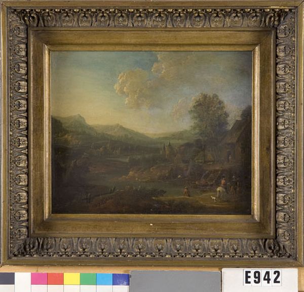 Bergachtig landschap met dorp aan een rivier - view 1