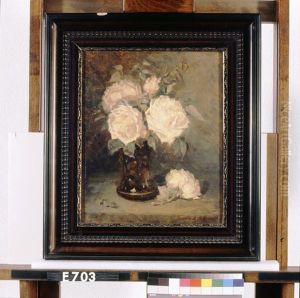Stilleven met rozen in een vaas by Jacoba De Graaff