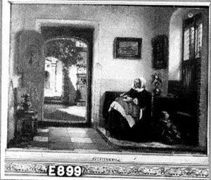 Een zeventiende eeuws interieur met een vrouw en een kind Een zeventiende eeuws interieur met een vrouw en een kind