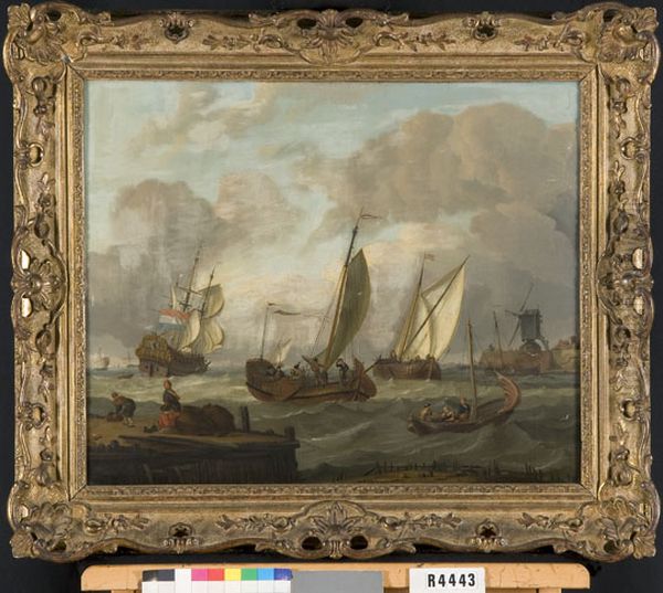 Zeilboten aan de ingang van een haven - view 1