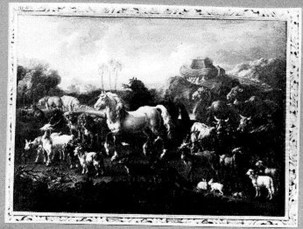 De dieren verlaten de ark van Noach - view 1
