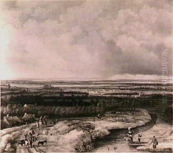 River Landscape with a Hawking Party - view 1