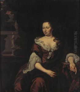 Portret van Agatha van Loon (1666-1699) by Michiel van Musscher