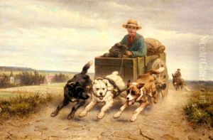 A Cart Pulled by Three Dogs A Cart Pulled by Three Dogs