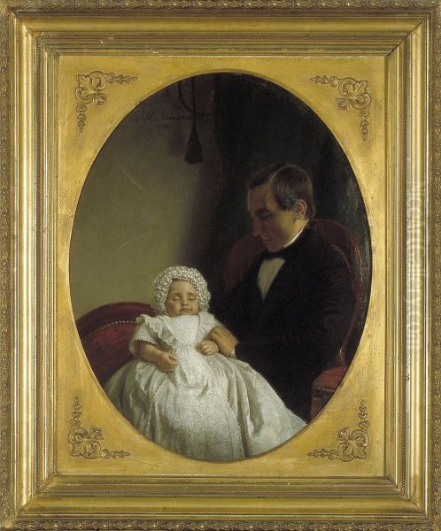 Levinus Wilhelmus Christiaan Keuchenius (1822-1893) met zijn overleden zoontje Anton W.F Keuchenius (1856-1857). - view 1