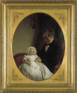 Levinus Wilhelmus Christiaan Keuchenius (1822-1893) met zijn overleden zoontje Anton W.F Keuchenius (1856-1857). by Johan Heinrich Neuman