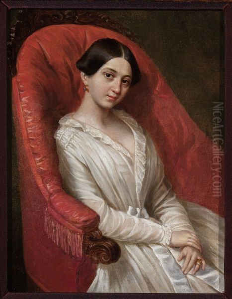 Portrait of a lady in a white dress - view 1
