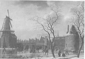 Winters gezicht op de Catharijnebrug te Haarlem