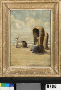 Vrouw en kinderen aan het strand Vrouw en kinderen aan het strand