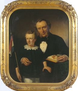 Samuel Constant Snellen van Vollenhoven (1816-1880) met zijn zoon Joan Samuel by Paul Tetar van Elven