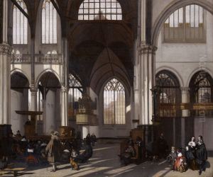 Interieur van de Oude Kerk te Amsterdam by Emanuel de Witte