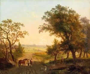 Forest Road With Windmills by Hermann Wilhelm Cellarius